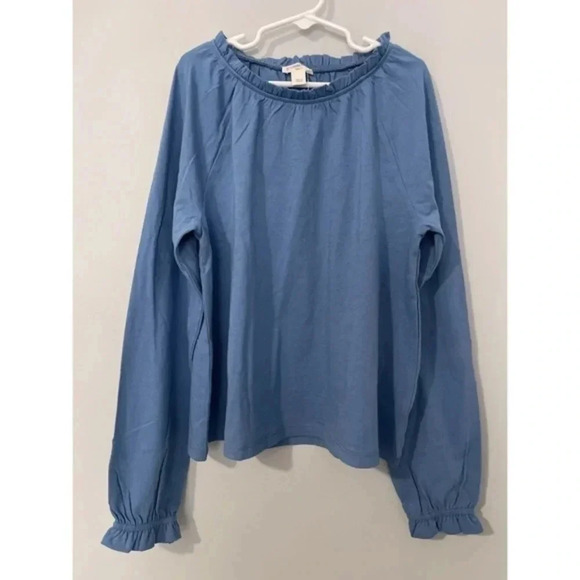 Crewcuts Girls' Ruffle‎ Long-Sleeve T-shirt Amalfi Blue Size L - Picture 3 of 9